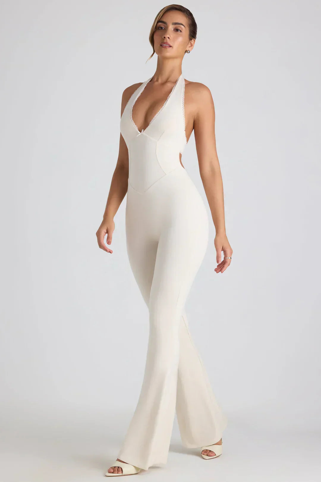 Lena Elegant flare jumpsuit White