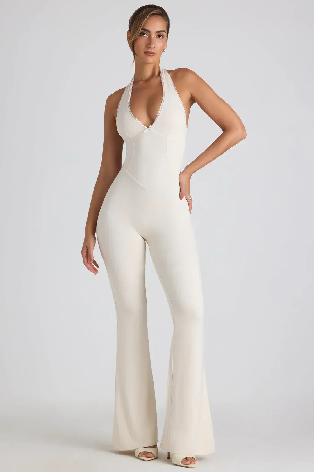 Lena Elegant flare jumpsuit White